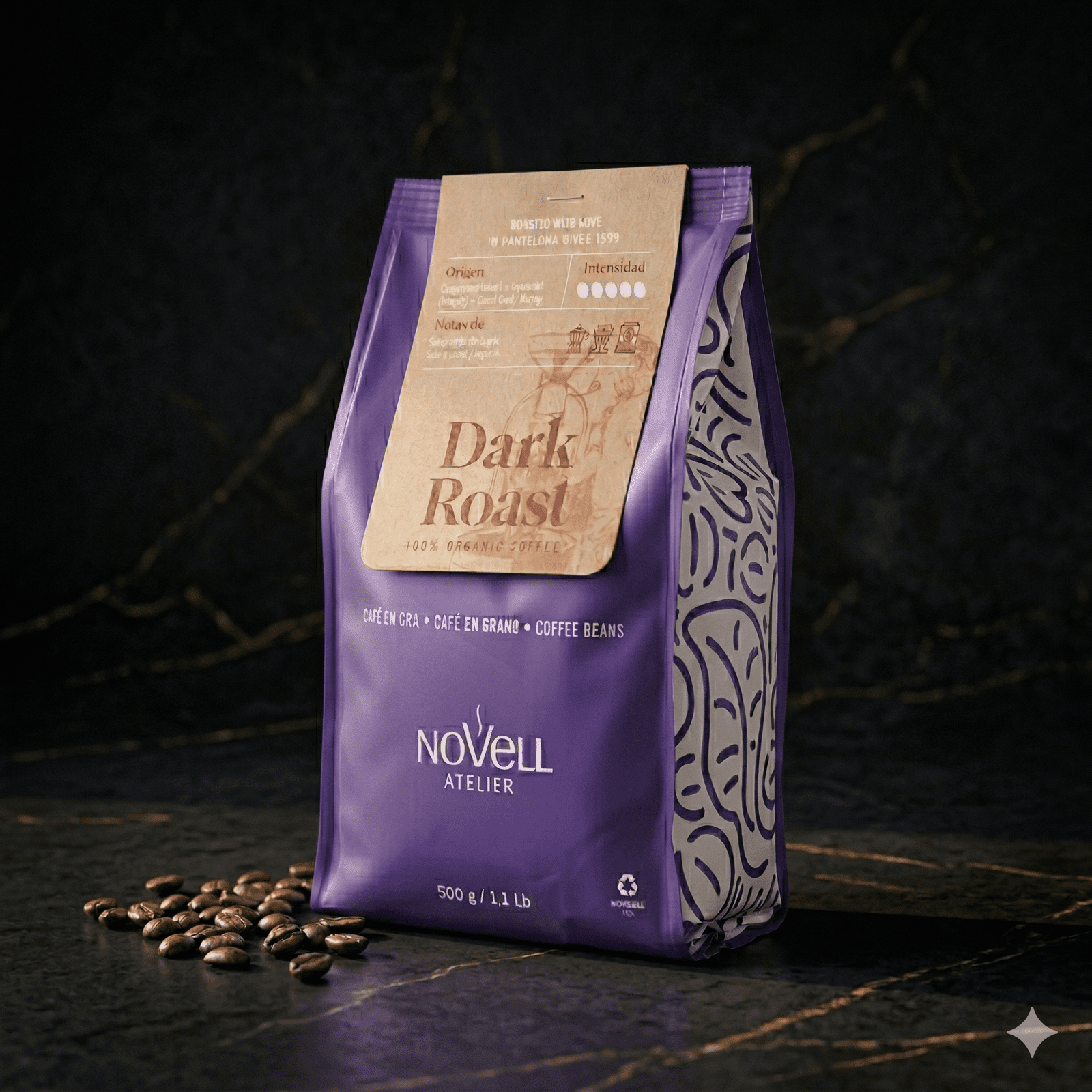 Novell Atelier Økologisk Dark Roast (500g)
