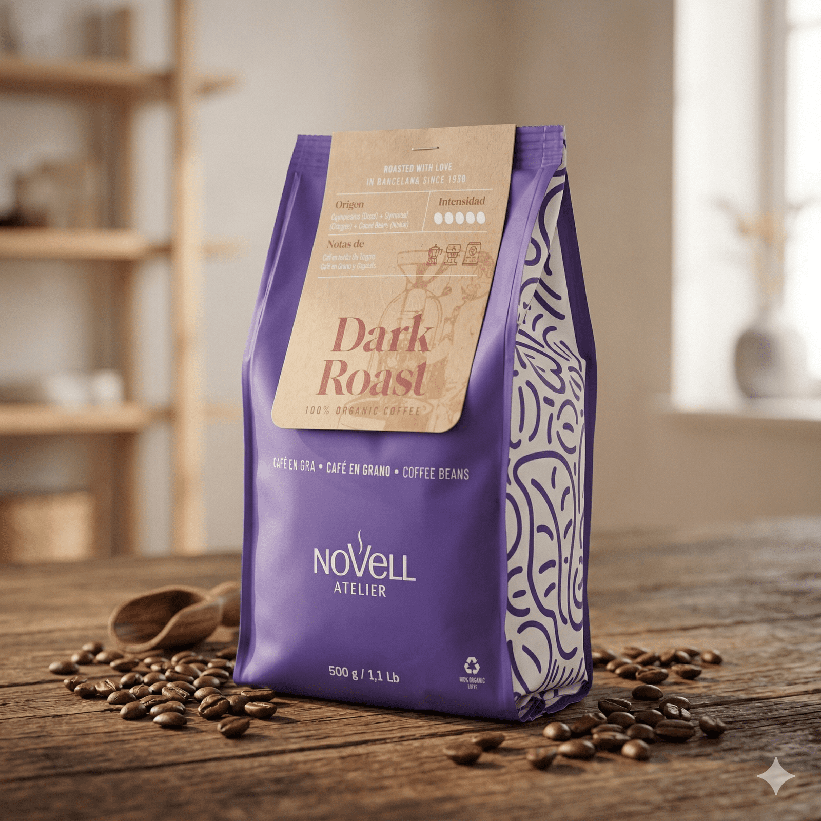 Novell Atelier Økologisk Dark Roast (500g)