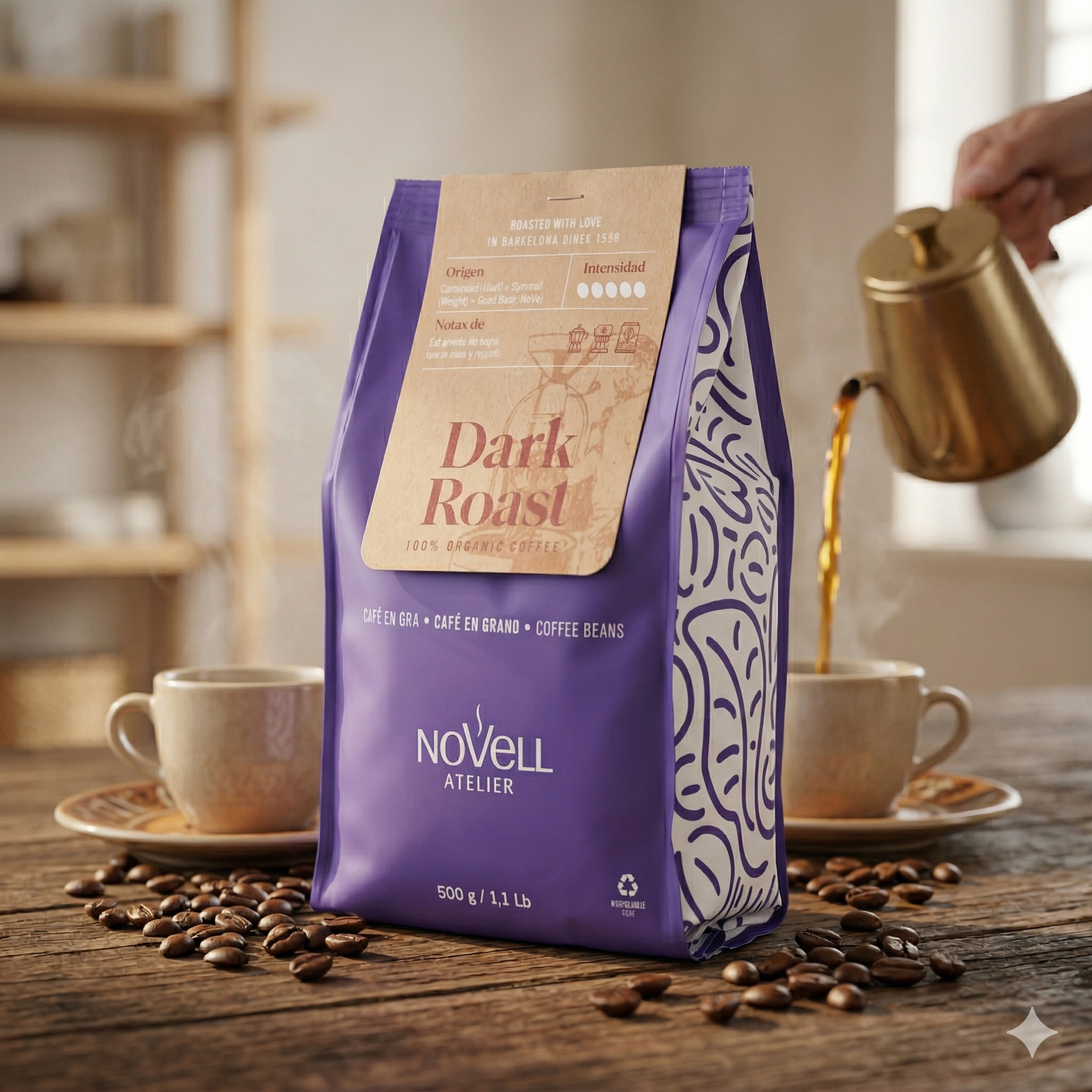 Novell Atelier Økologisk Dark Roast (500g)