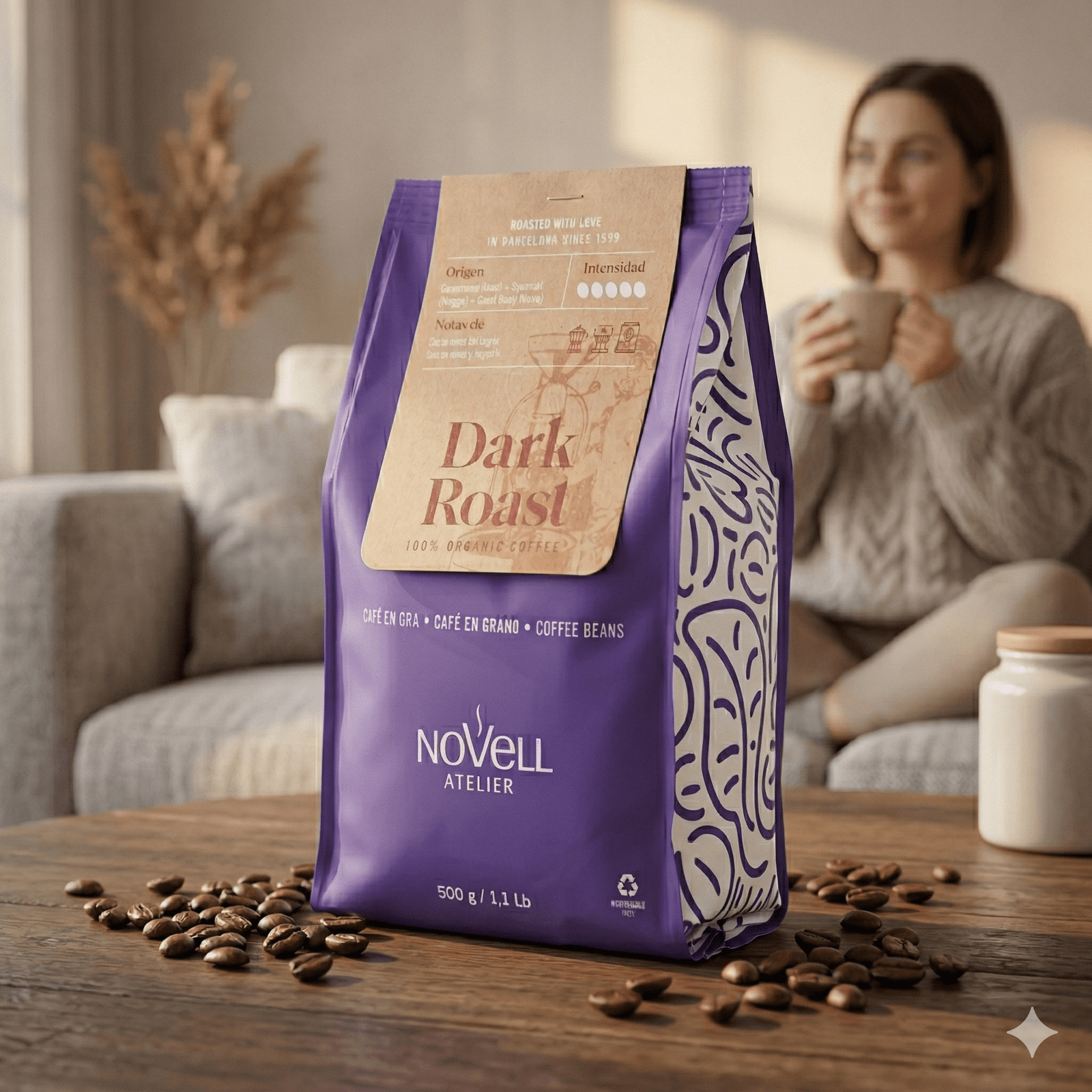 Novell Atelier Økologisk Dark Roast (500g)