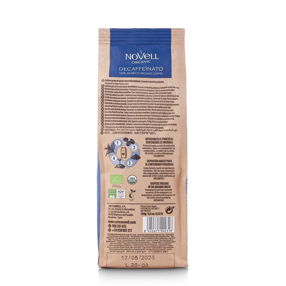 Økologisk Koffeinfri 250g hele bønner